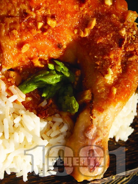 Пиле по индийски със сметана, ориз и ябълки - снимка на рецептата
